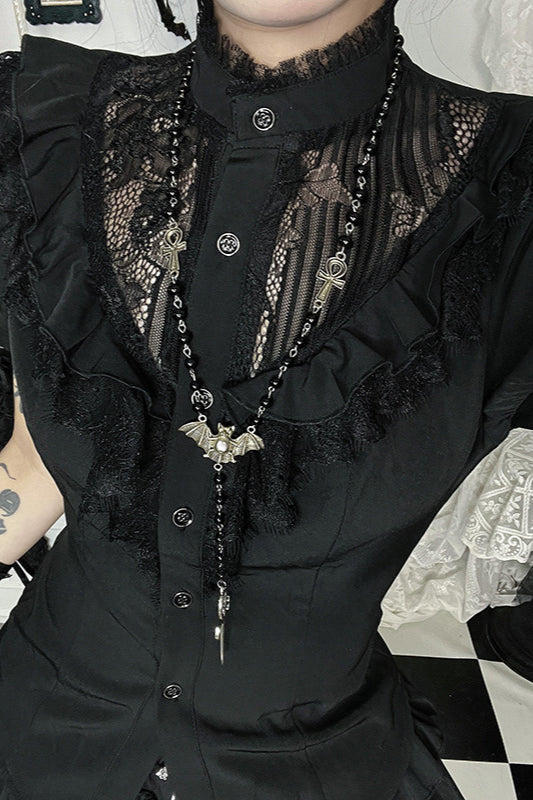 Lace Hollow Slim Gothic Blouse
