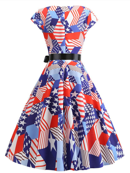 Retro Rockabilly Swing Dress for Independence Day