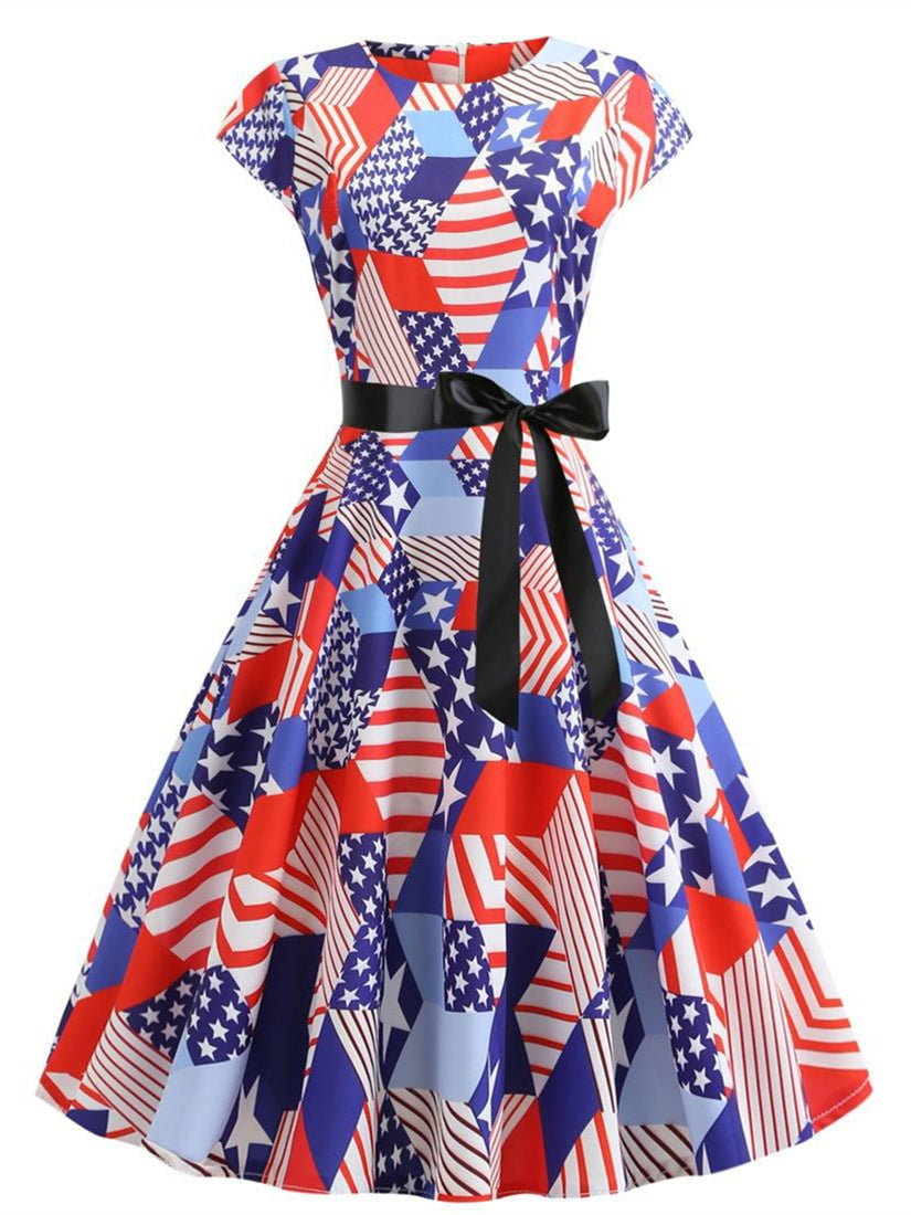 Retro Rockabilly Swing Dress for Independence Day