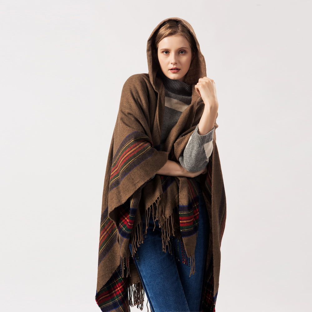 Thick Jacquard Faux Cashmere Stylish Elegant Long Warm Hooded Scarf