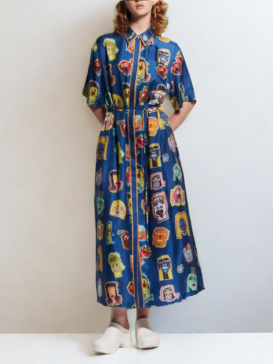 Unique Graffiti Fun Charming Print Midi Dress