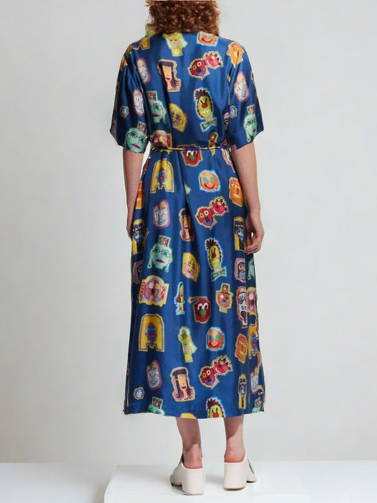 Unique Graffiti Fun Charming Print Midi Dress