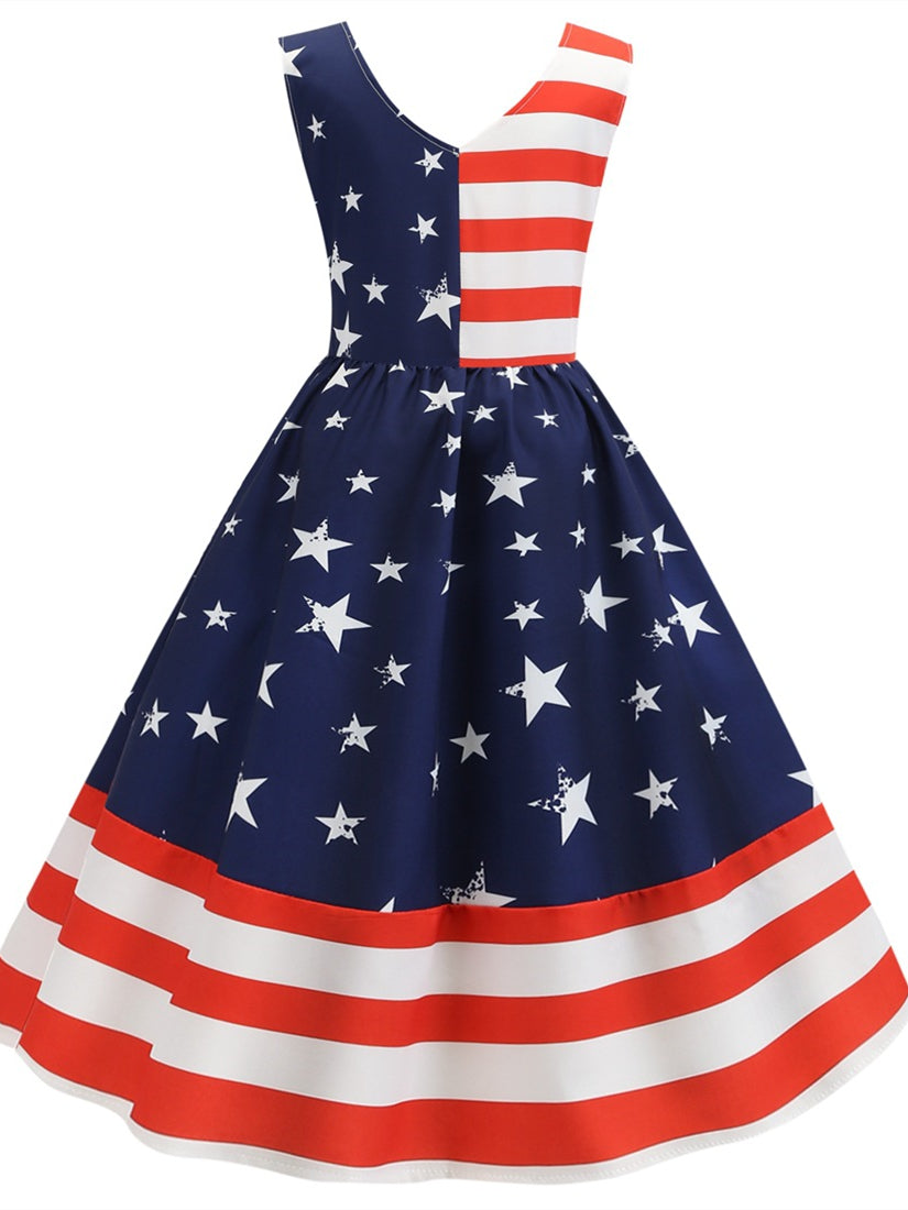 Stripe - July Flag Gown Printing American Outfits