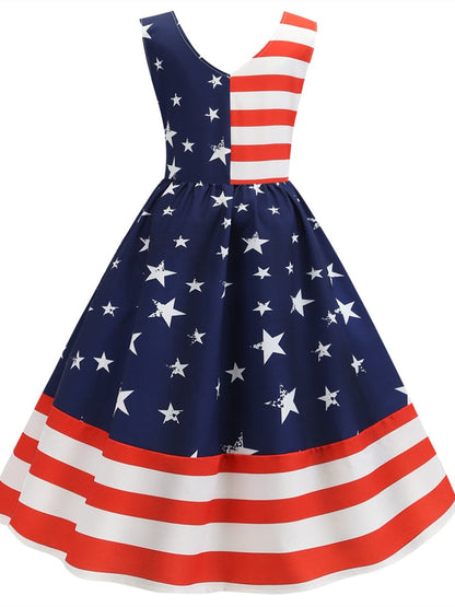 Stripe - July Flag Gown Printing American Outfits