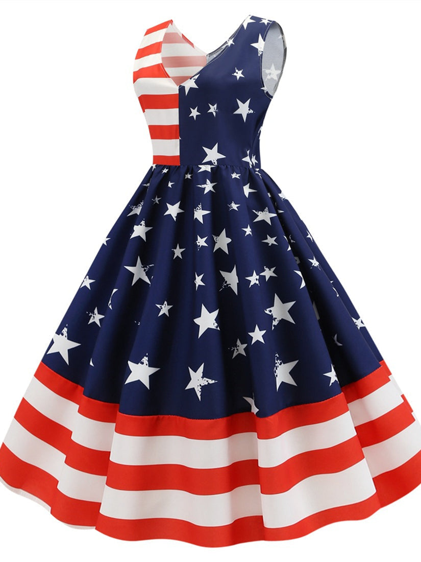 Stripe - July Flag Gown Printing American Outfits