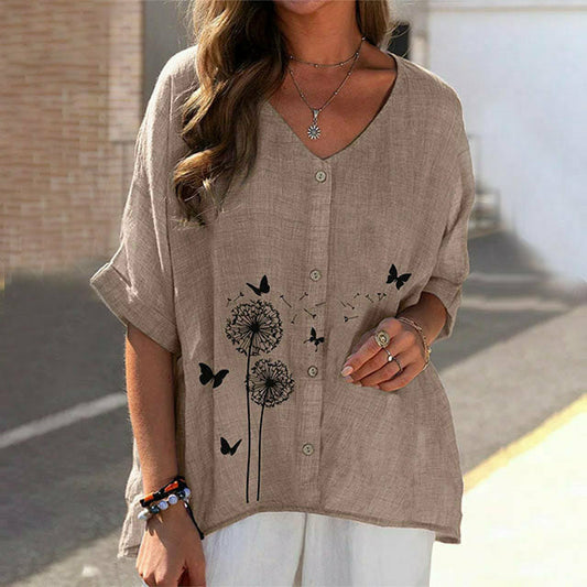 with Blouse Casual Dandelion Print