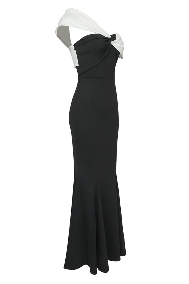 Asymmetric Off Stylish Shoulder Maxi Dress