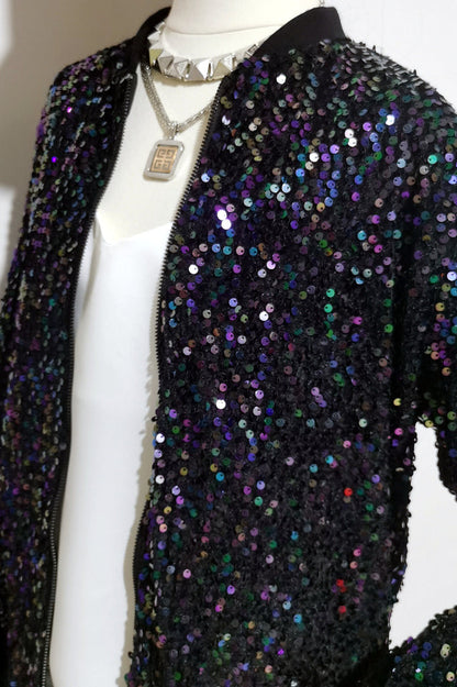 All Eyes on Charming You Sequin Bomber Jacket