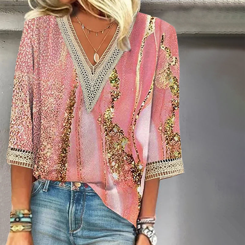 V-Neck Lace Blouse