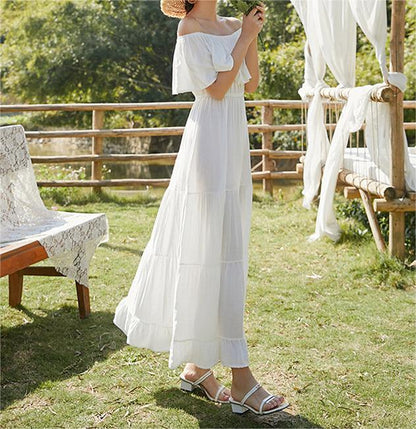 Ruffled Romance Off Charming The Shoulder Maxi Dress