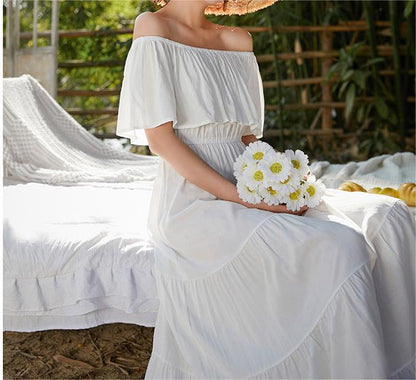 Ruffled Romance Off Charming The Shoulder Maxi Dress