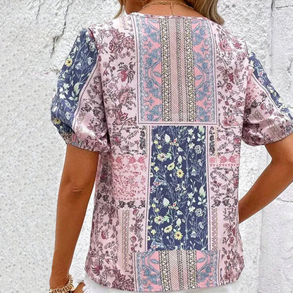 with Ethnic Blouse Flowered Influence