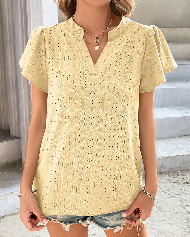 T-shirt Ruffle with V-neck Sleeves