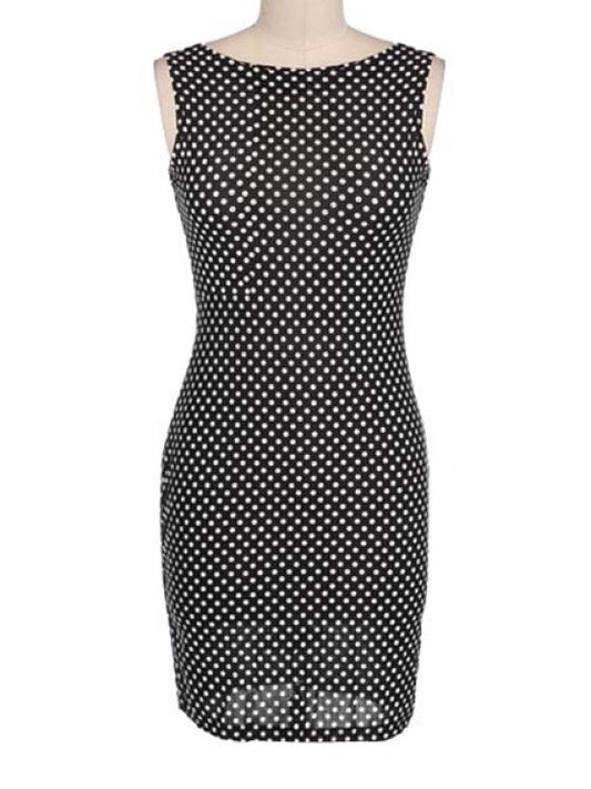 Sleeveless Jewel Dot with Polka Elegant Gown Backless Neck