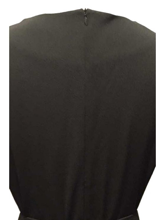 Black Ruched Plunging Neck Dress