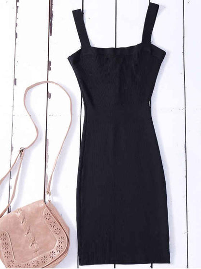 Bodycon Wide Strap Sweater Dress