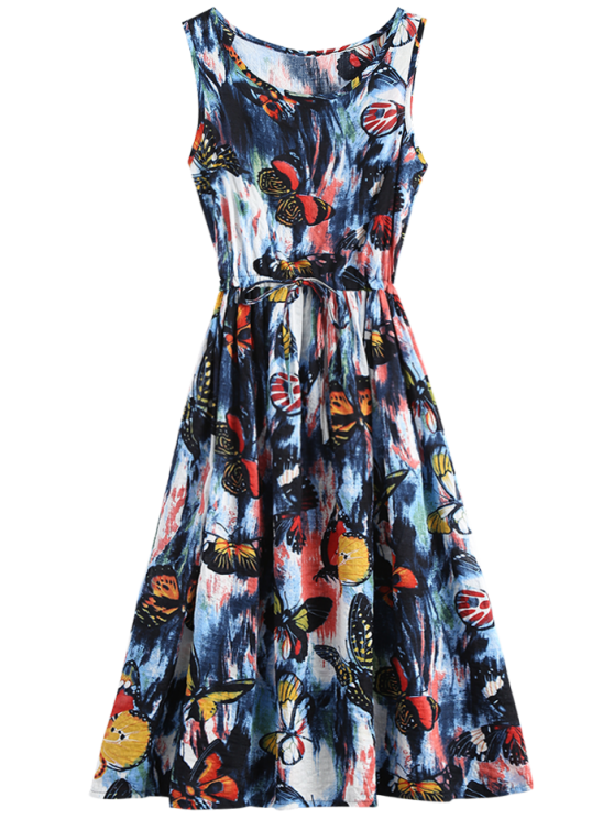 Affordable Drawstring Gown - Sleeveless Painted Butterfly Option