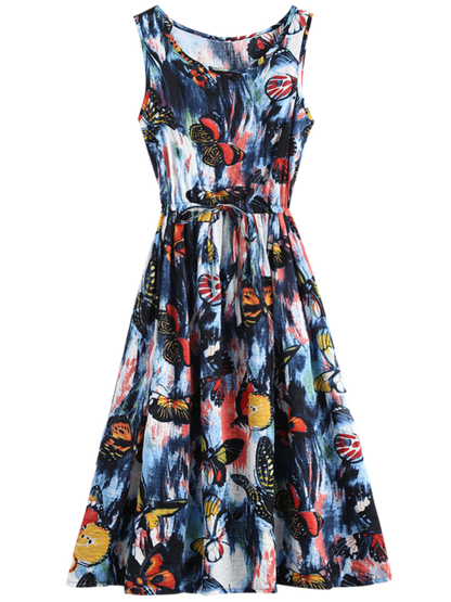 Affordable Drawstring Gown - Sleeveless Painted Butterfly Option