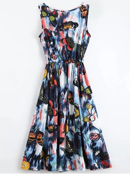 Affordable Drawstring Gown - Sleeveless Painted Butterfly Option