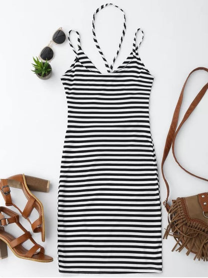 with Cut Gown Out Cami Striped Elegant Detail