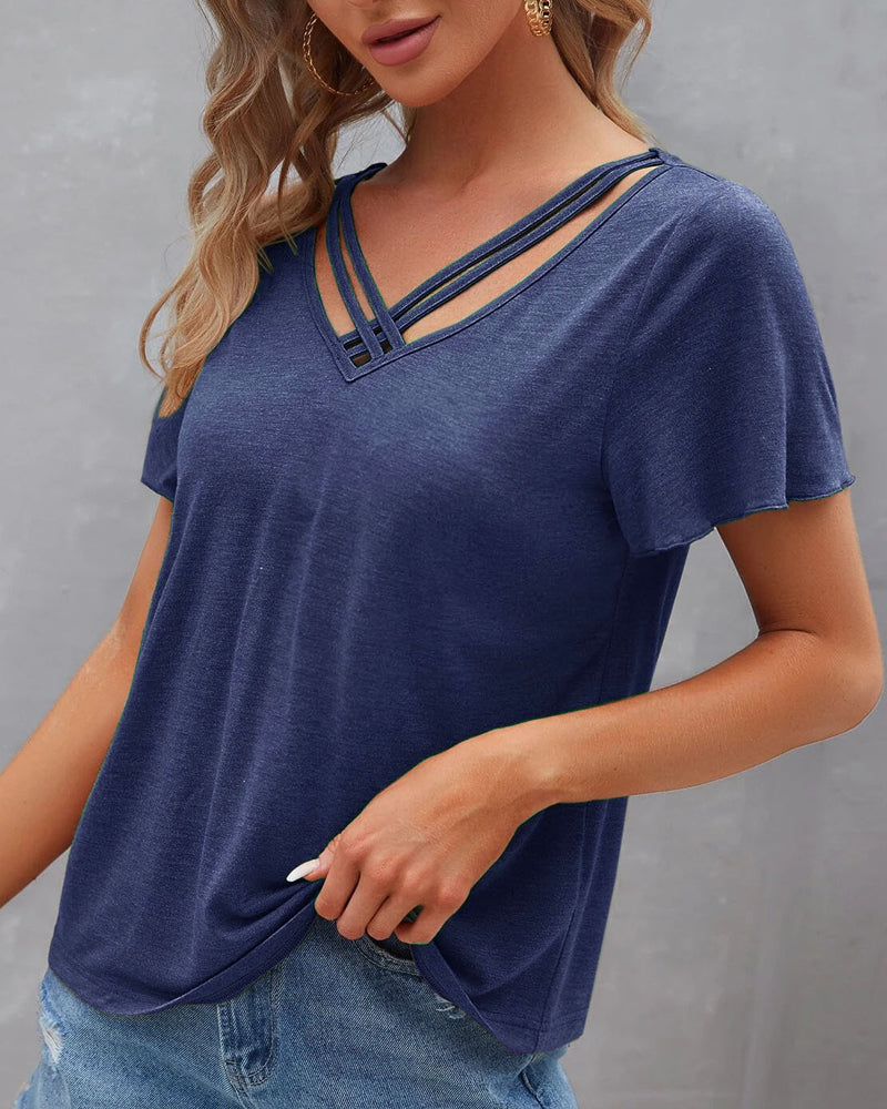 T-shirt in Solid Cut Out Color