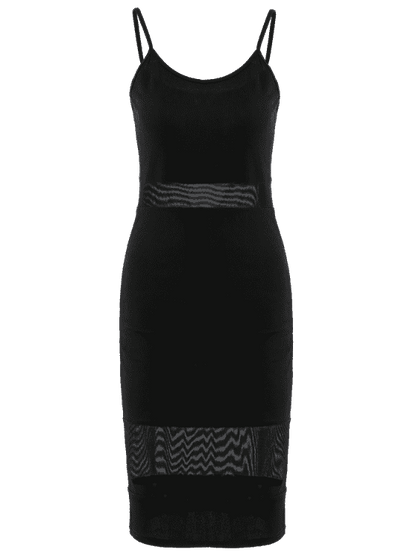 Sheath Mesh Panel Cami Dress