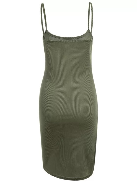 Slip Bodycon Ribbed Slit Dress