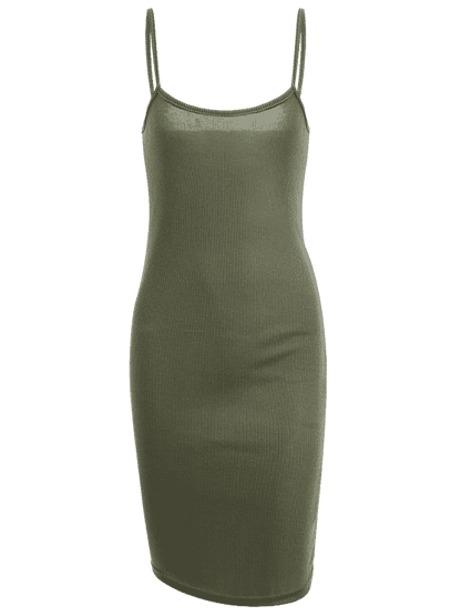 Slip Bodycon Ribbed Slit Dress