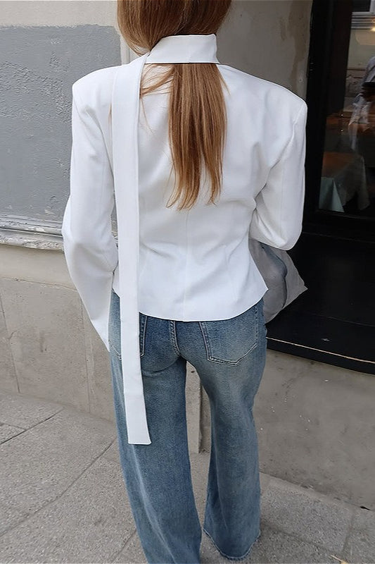 Vintage Slim Fit Solid Color Blazer