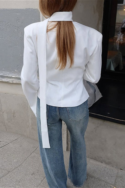 Vintage Slim Fit Solid Color Blazer