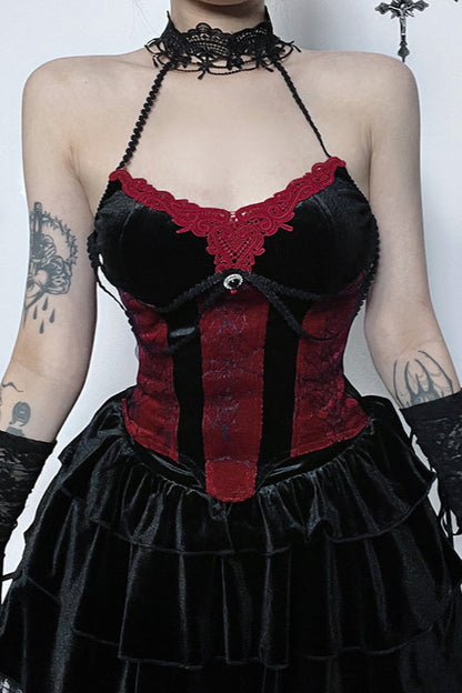 Colorblock Slim Halter Corset