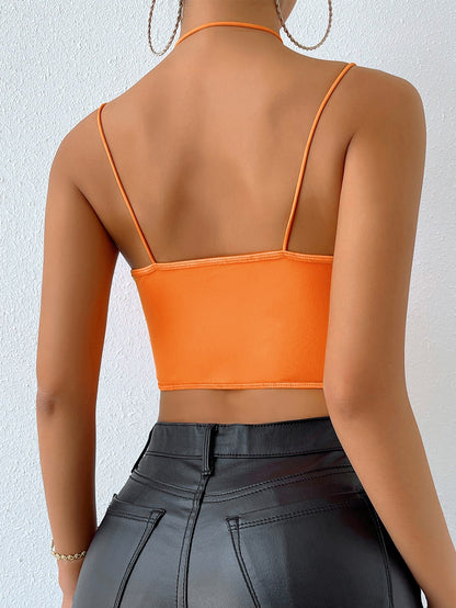 Neon Orange Asymmetrical Hem Bustier Cami Top