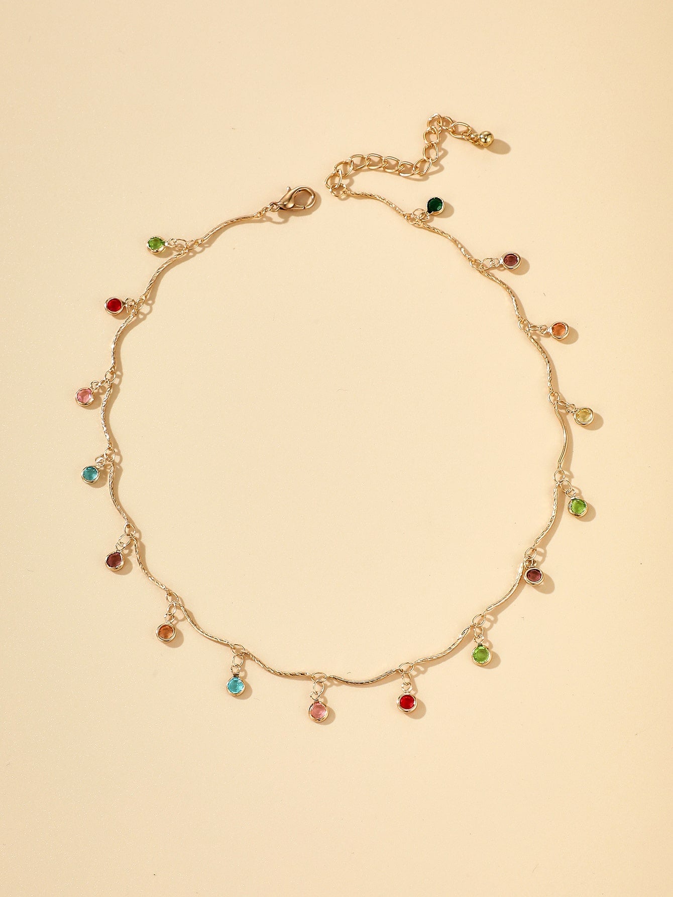 Random Color Rhinestone Charm Necklace