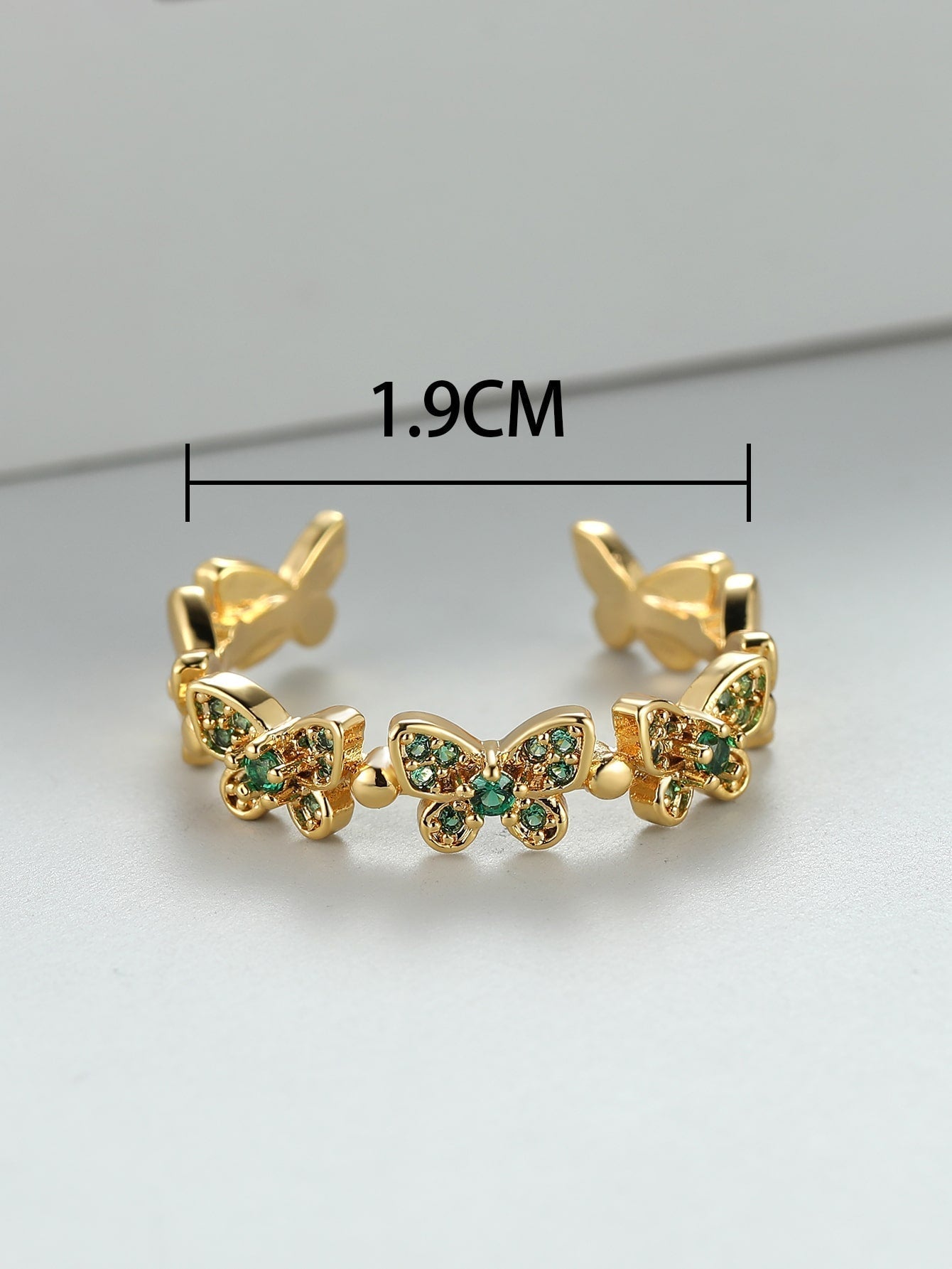 Rhinestone Butterfly Decor Cuff Ring