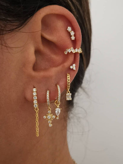 7pcs Cubic Zirconia Decor Earring