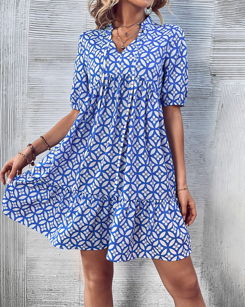 Short Sleeve Dress - Fresh Print