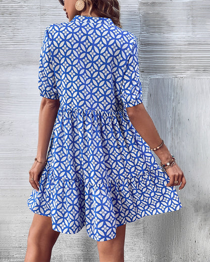 Short Sleeve Dress - Fresh Print