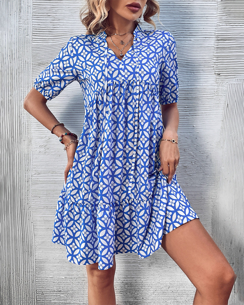 Short Sleeve Dress - Fresh Print