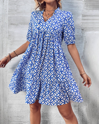 Short Sleeve Dress - Fresh Print