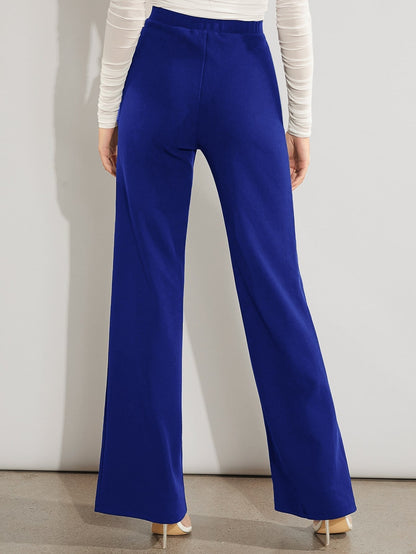 Solid High Waist Wide Leg Pants