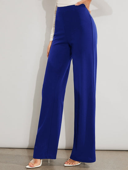 Solid High Waist Wide Leg Pants