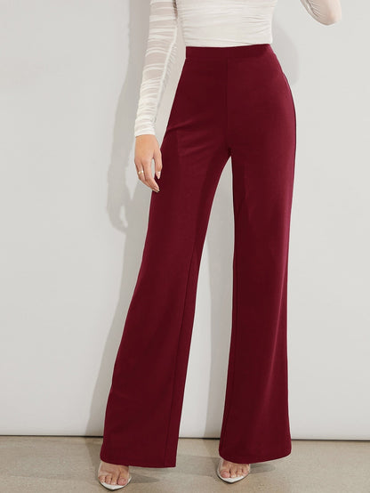 Solid High Waist Wide Leg Pants