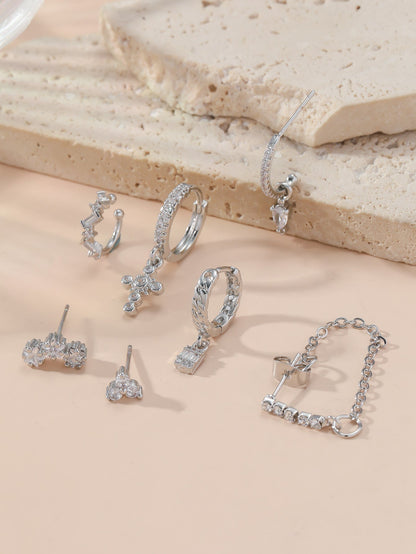 7pcs Cubic Zirconia Decor Earring