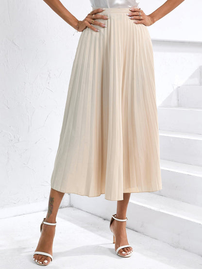 Solid Pleated Skirt Workwear