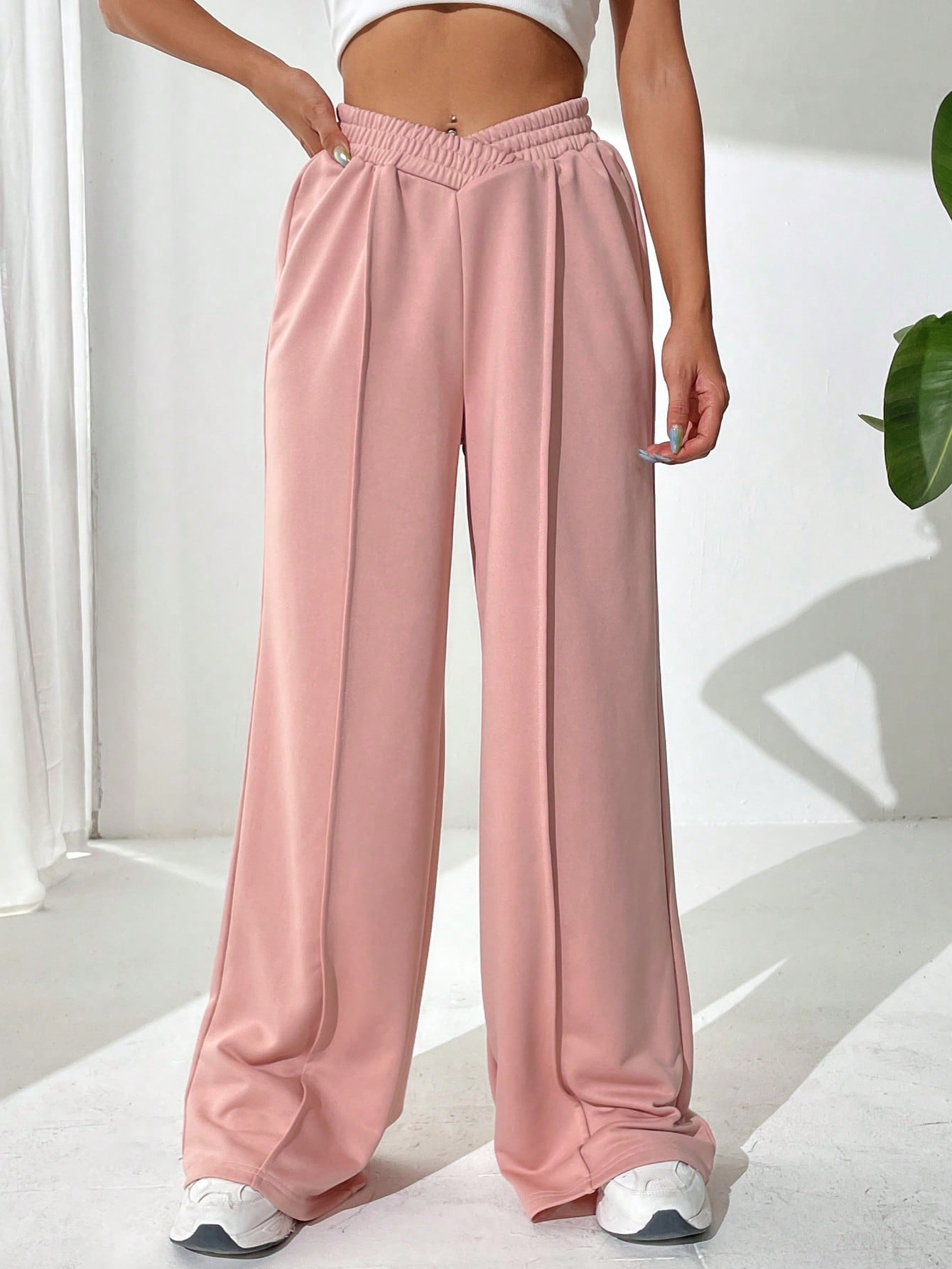 Solid Wide Leg Sweatpants