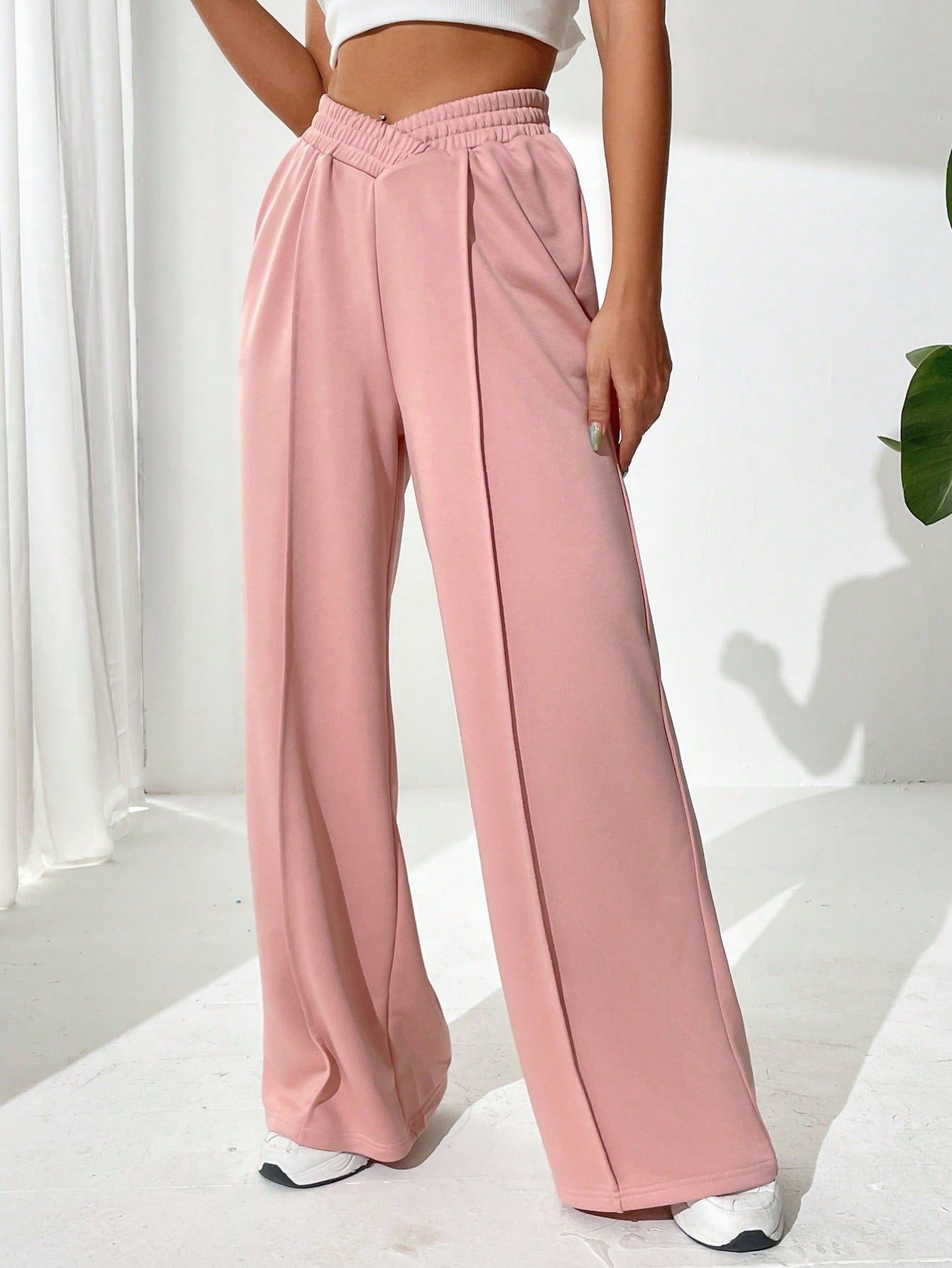 Solid Wide Leg Sweatpants