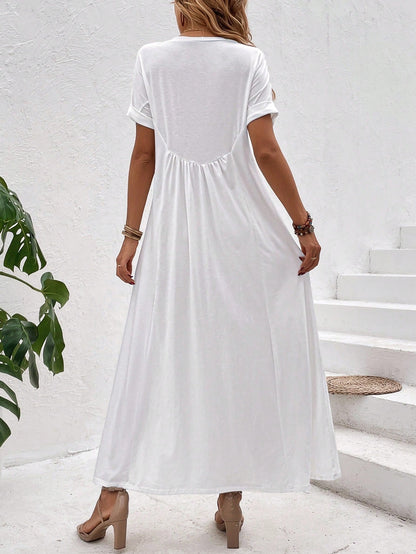 Solid Batwing Sleeve Tee Dress