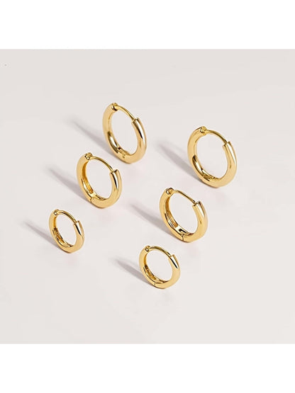 3 Pairs Huggie Hoop Earrings