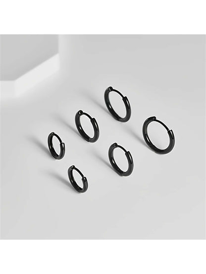 3 Pairs Huggie Hoop Earrings