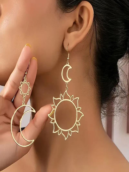 Sun & Moon Vintage Exaggerated Dangle Earrings